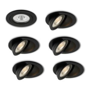 LED-Einbaustrahler - Set 6 Stück Sienna schwarz 5 W Extra Warmweiß 2700 K