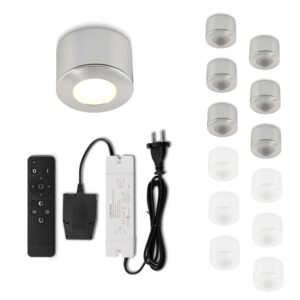 Set LED-Aufbaustrahler mit Fernbedienung Parma Silber 3 W dimmbar  1-12 Stück